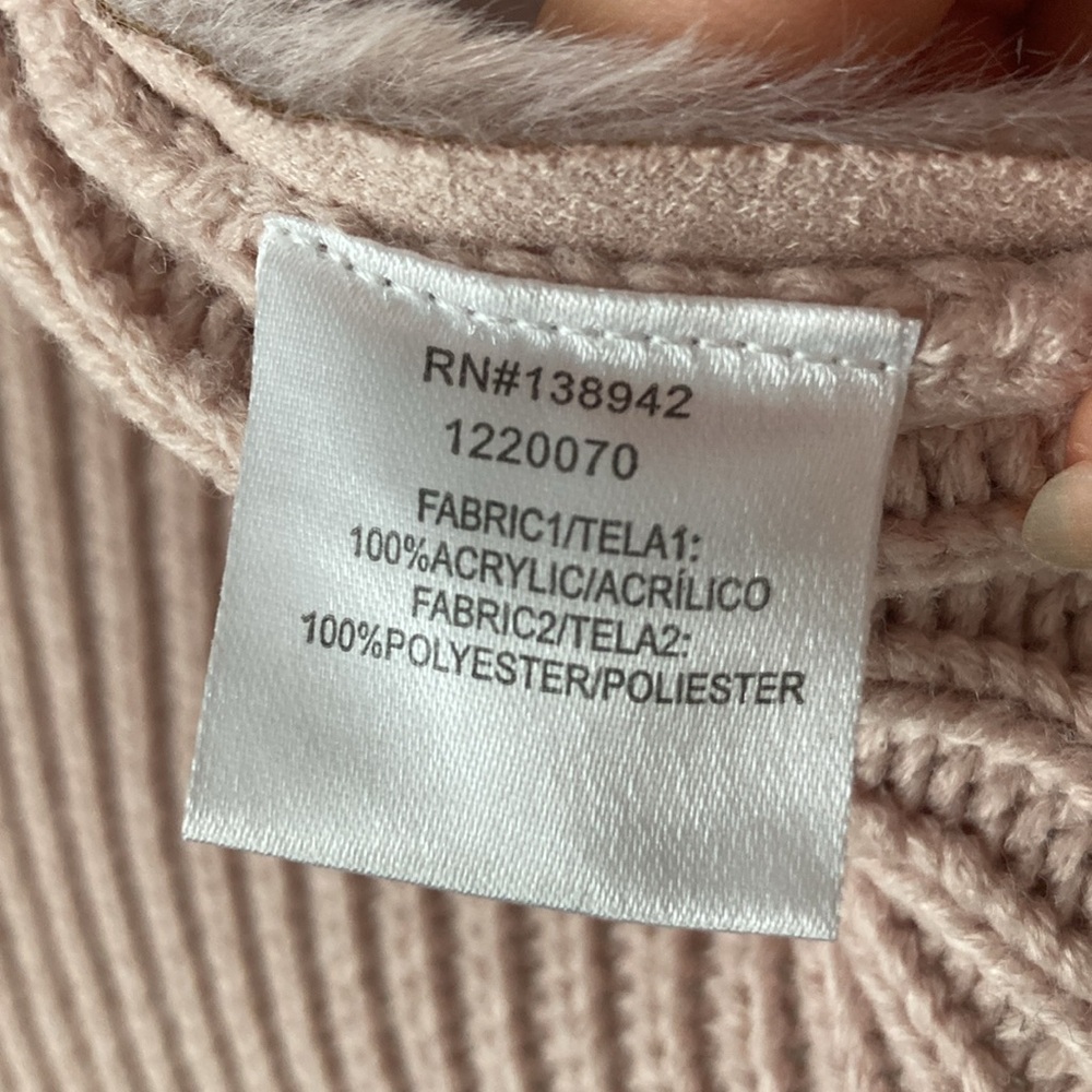 SHERPA LINED Pink Vegan Suede Cascade Collar Knitted Combination Jacket - Picture 6 of 6